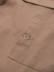 Men's linen shirt with classic collar and pockets REGULAR FIT - light brown V7 OM-SHCS-0134