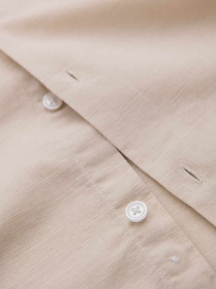 Vyriški lininiai marškiniai su apykakle ir kišenėmis REGULAR FIT - kreminiai V3 OM-SHCS-0161