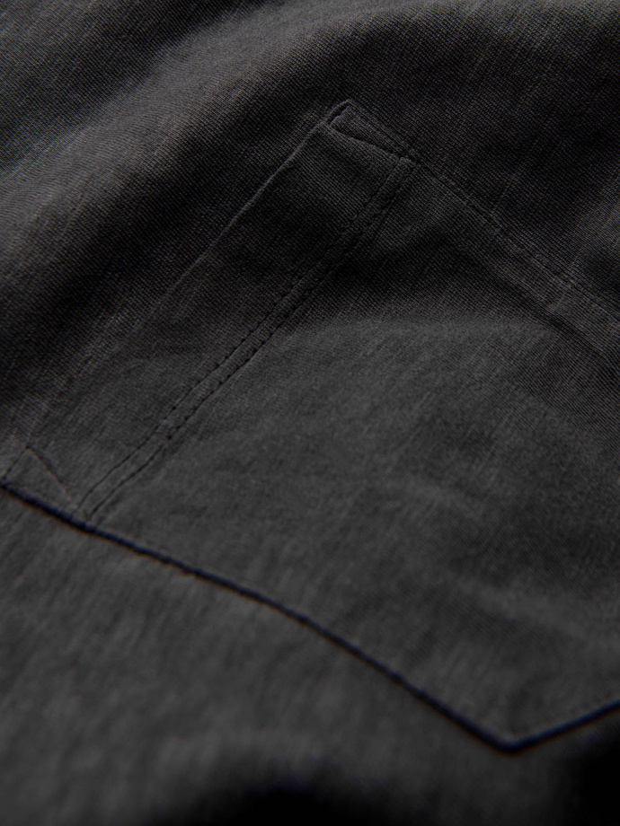 Men's brindle V-neck t-shirt with pocket - black V6 OM-TSCT-22SS-002