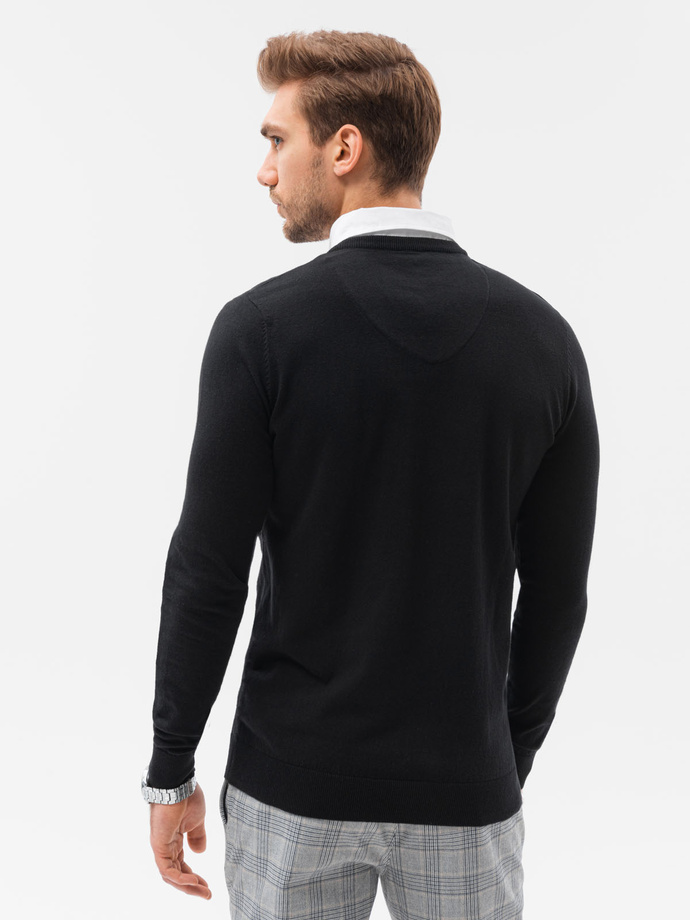 Men's sweater with white collar - black V1 E120