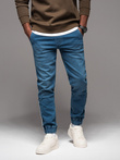 Men's denim joggers with piping - blue V3 OM-PADJ-0156