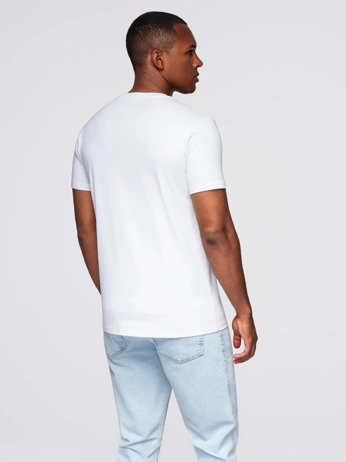 Tricou tricotat imprimat cu croială REGULARĂ pentru bărbați - alb V1 OM-TSPT-0231