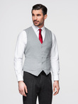 Fitted structured men's vest with patch pockets - grey melange V2 OM-BLZV-0146