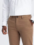 Men's SLIM FIT chino pants with fine texture - brown V2 OM-PACP-0190