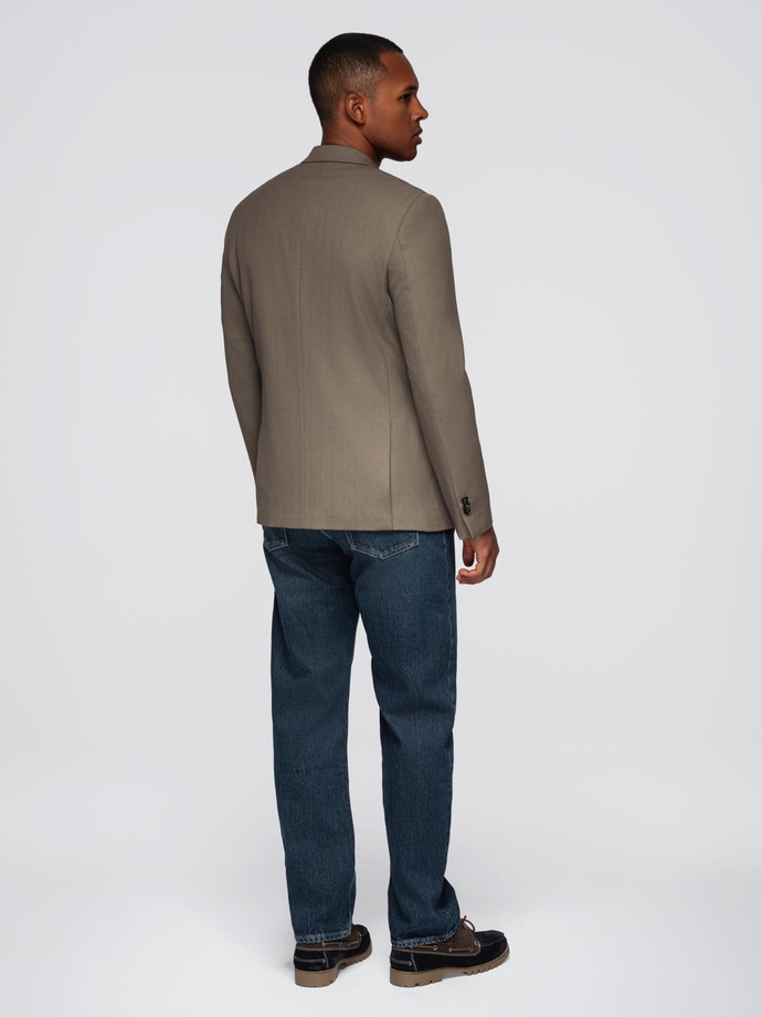 Men's elegant SLIM FIT jacket with rayon - olive V5 OM-BLZB-0135 