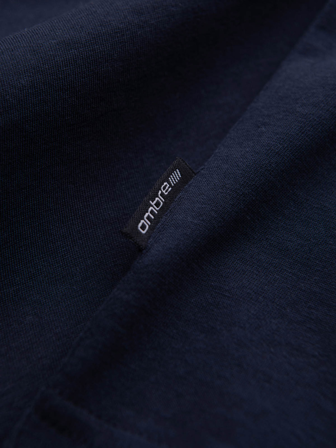 BASIC men's classic cotton T-shirt with a crew neckline - navy blue V2 OM-TSBS-0145