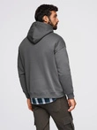 Men's kangaroo sweatshirt with embroidery and hood - graphite V2 OM-SSNZ-0241