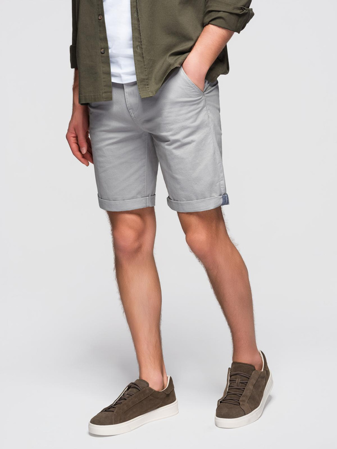 Pantaloni scurți casual pentru bărbați SLIM FIT jacquard knit - albastru marin V1 OM-SRCS-0168