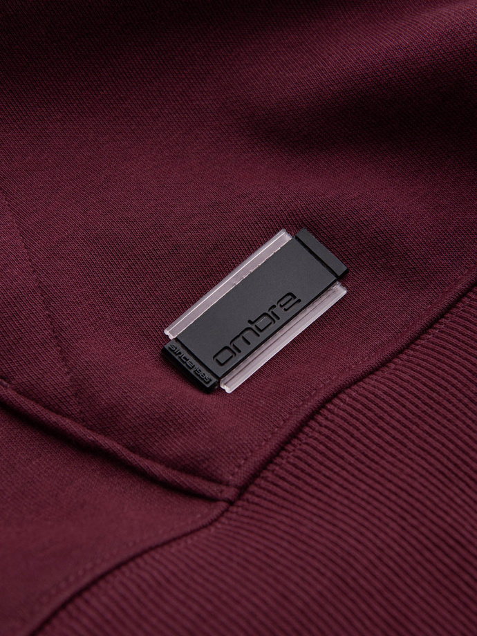 Pánská bavlněná mikina BASIC s klokankou a kapucí - bordó V3 OM-SSBN-0161