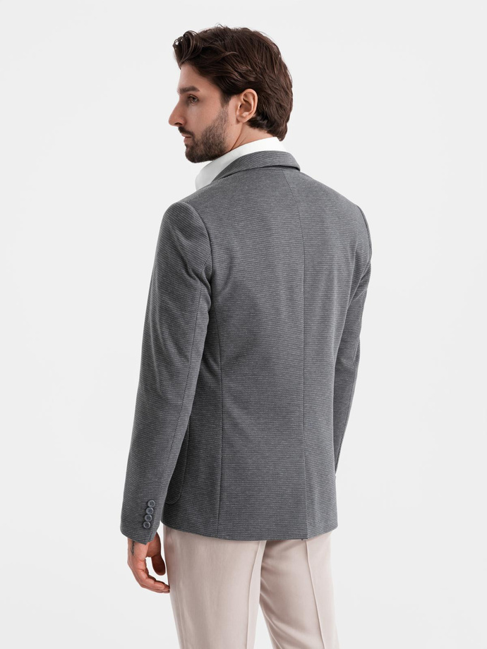 Blazer elegant pentru bărbați din tricot structurat - grafit V3 OM-BLZB-0129