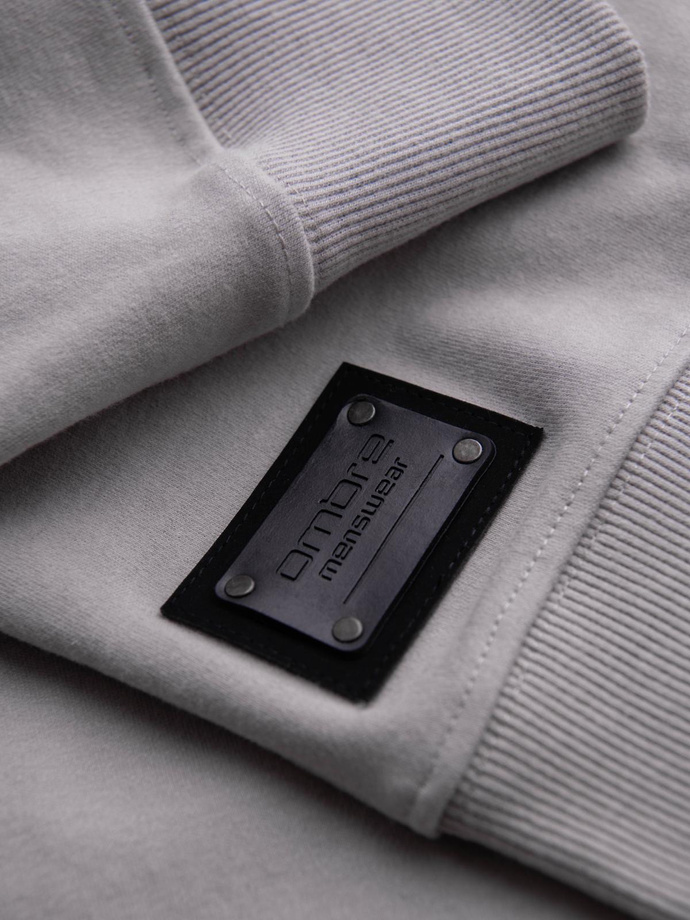 Men's sweatshirt with white polo collar - ash V7 OM-SSNZ-0132