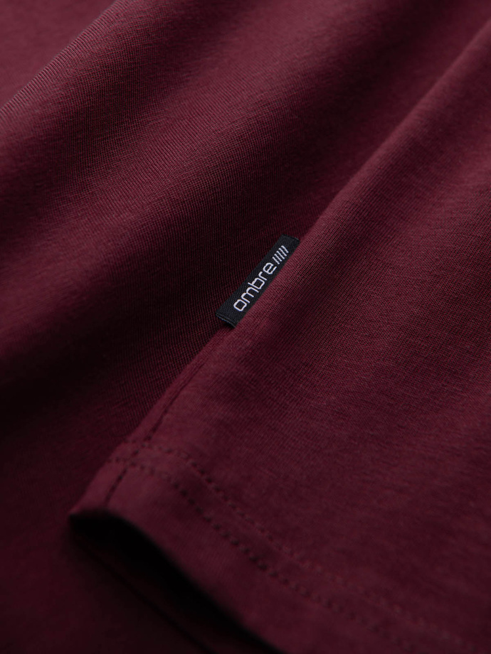 BASIC men's classic cotton T-shirt with a crew neckline - maroon V9 OM-TSBS-0145