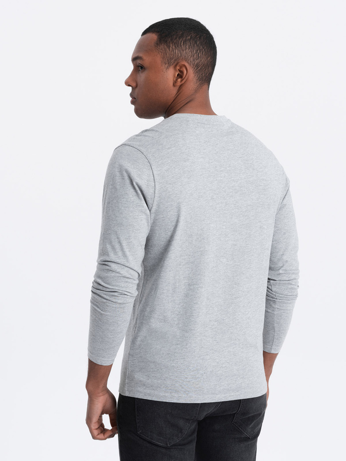 Men's unprinted longsleeve with a crew neckline - grey melange V7 OM-LSBL-0108