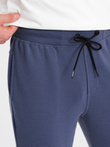 Pantaloni de trening bărbătești din țesătură ottoman - albastru închis V2 OM-PASK-0129