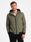 Men's lightweight jacket with hood and mesh lining - olive V2 OM-JANP-0149