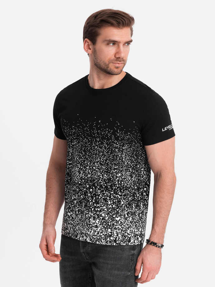 Tricou bărbătesc din bumbac cu imprimeu gradient - negru V2 OM-TSPT-22SS-001