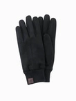 Men's eco suede gloves with welt - black V1 OM-ACGL-0112