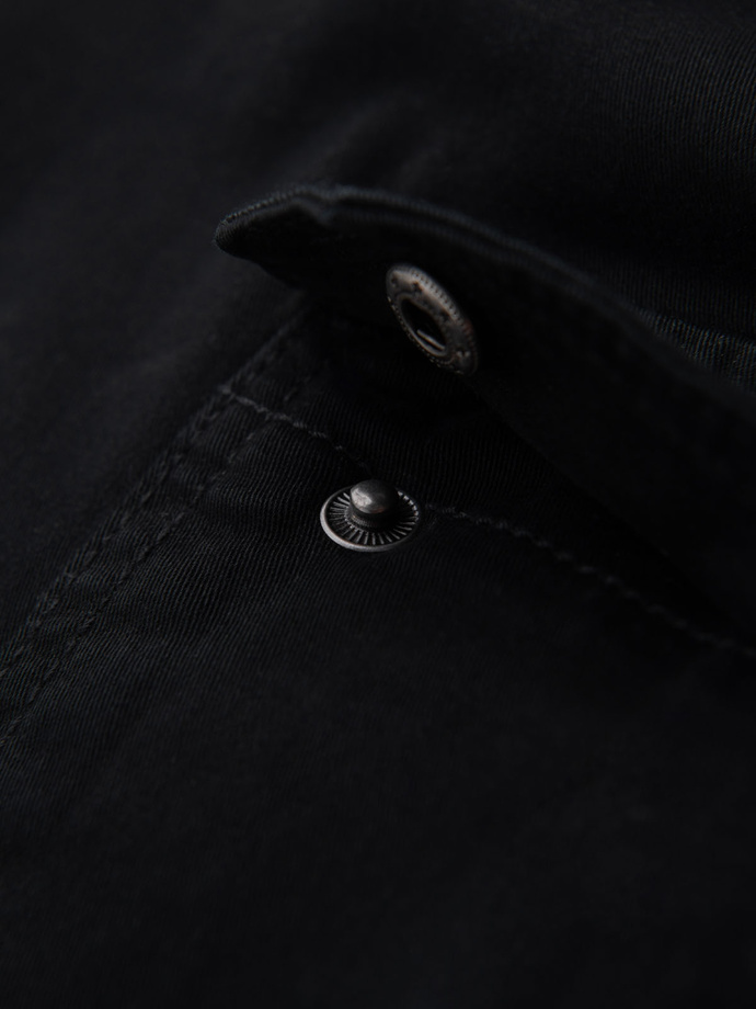 Men's cotton cargo shorts with elastic waistband - black V4 OM-SRCG-0190