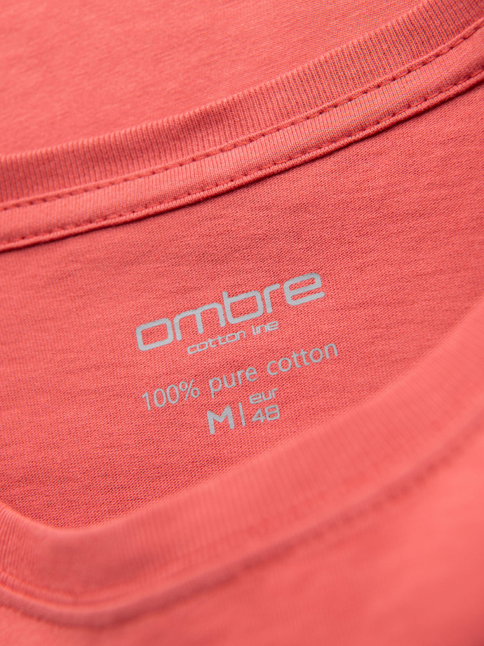 BASIC men's classic cotton T-shirt - coral V17 OM-TSBS-0236