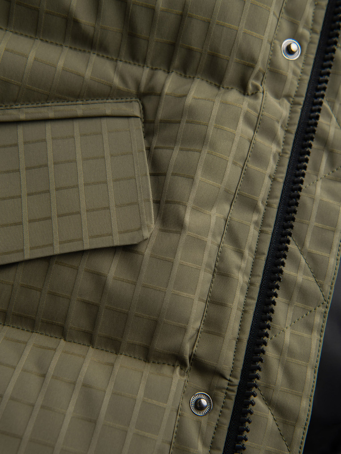 Outdoorová dlouhá pánská bunda parka - olivová V4 OM-JALJ-0201