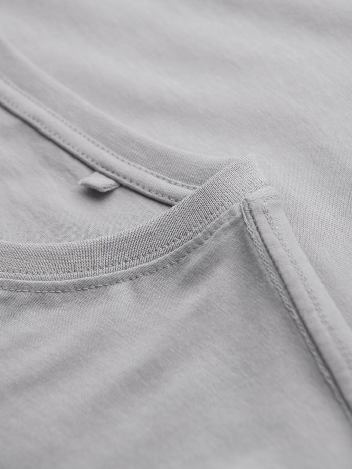 Men's cotton t-shirt with green patch on chest - light grey V2 OM-TSCT-0151