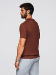 Men's buttonless polo shirt with classic weave - dark brown V4 OM-POSS-0159