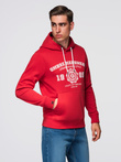 Men's hooded sweatshirt with college print - red V1 B1714