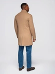 Structured fitted coat for men with high collar - light brown V4 OM-COWC-0136