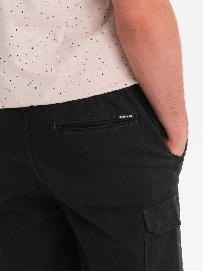 Pantaloni scurți casual pentru bărbați SLIM FIT jacquard knit - albastru marin V1 OM-SRCS-0168