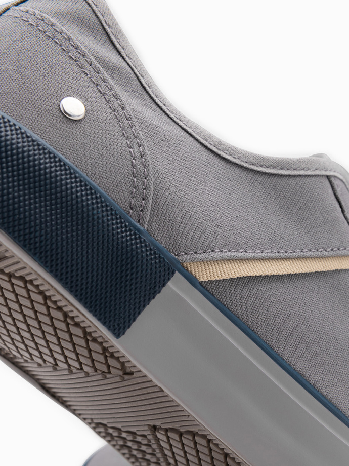 Classic men's sneakers with rivets - gray V4 OM-FOTL-0147