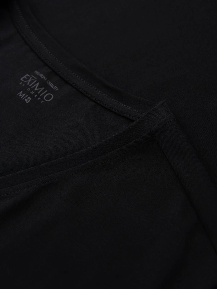 Pánske tričko SLIM FIT s výstrihom do V s elastanom a potlačou - čierne V1 OM-TSBC-0221