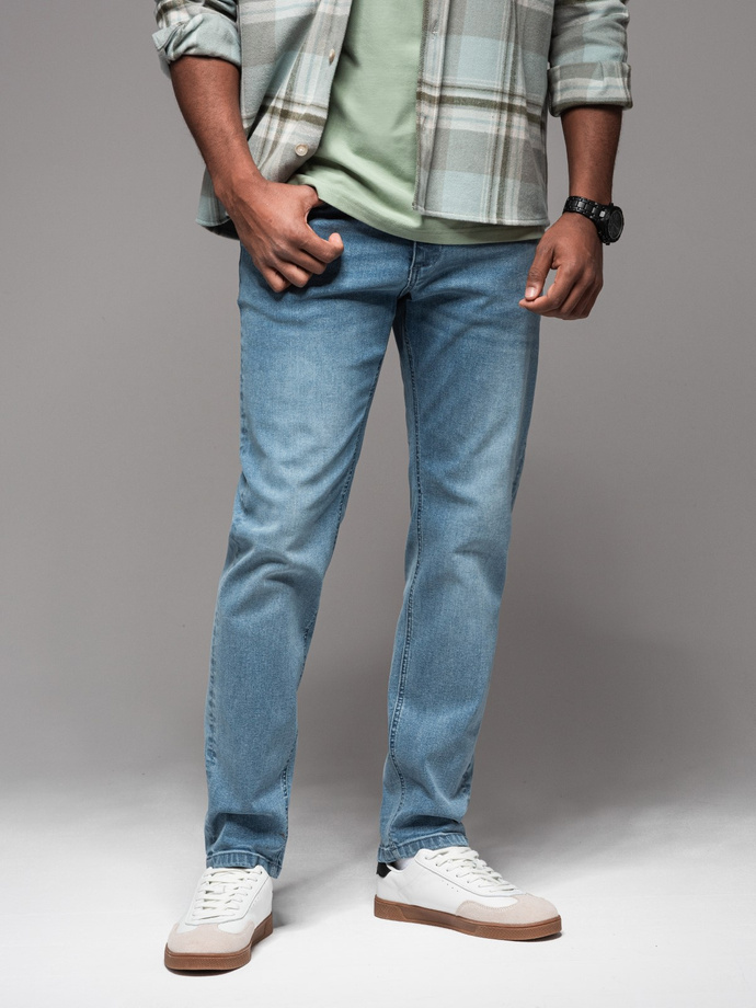 Men's classic washed REGULAR FIT jeans - light blue V2 OM-PADP-0217
