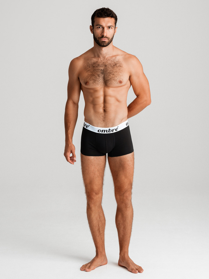 Men's cotton boxer shorts with contrasting elastic - 7-pack black V1 OM-UNBO-0100