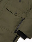 Alaskan men's winter jacket with detachable fur from the hood - dark olive green V3 OM-JALJ-0148