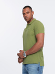 Men's BASIC single color pique knit polo shirt - olive V21 OM-POBS-0100