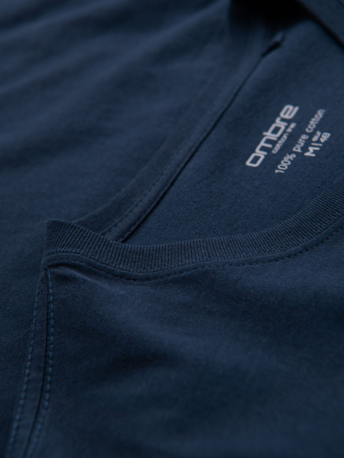 Classic BASIC men's cotton T-shirt - navy blue V2 OM-TSBS-0236
