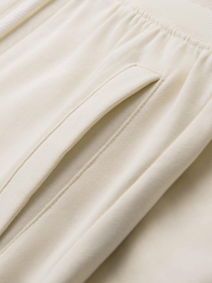 Pánské tepláky bez podšívky - krémové V11 OM-PABS-0206