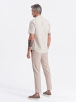 Men's short sleeve shirt with Cuban collar - cream V7 OM-SHSS-0168