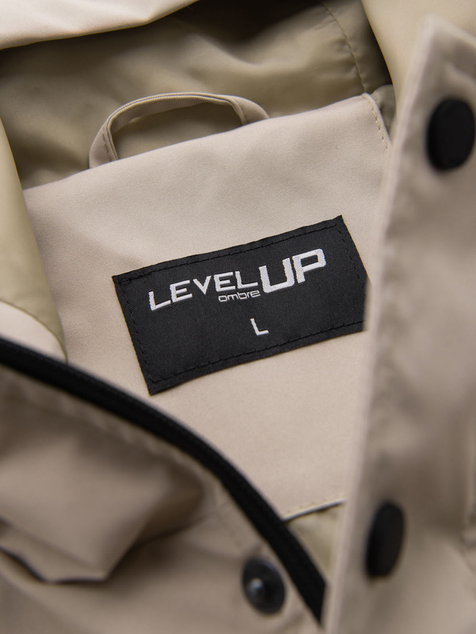 Pánska funkčná prechodná bunda s kapucňou - béžová V3 OM-JANP-0225