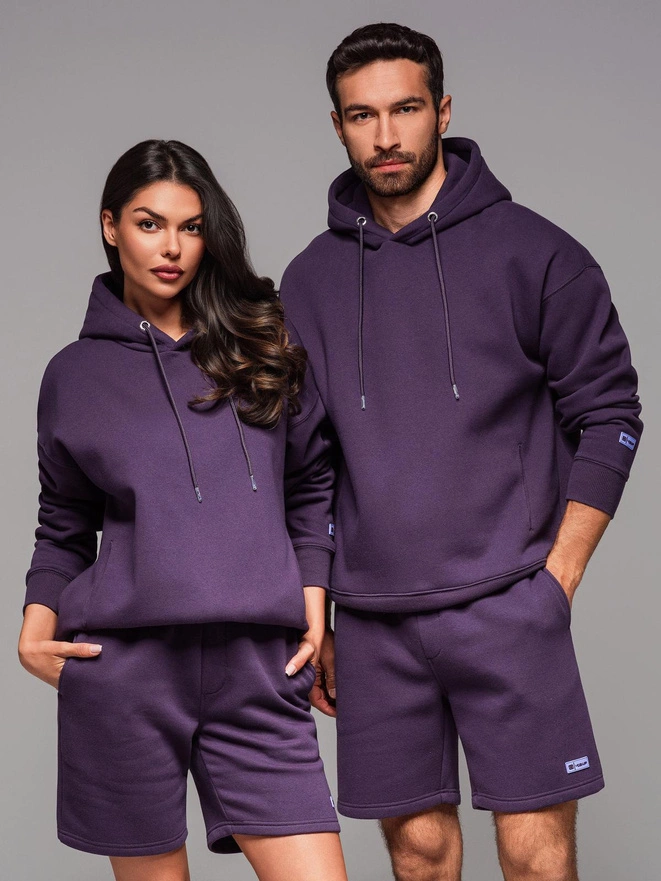Unisex mikina s kapsami a kapucí - fialová V13 OU-SNBC-0105