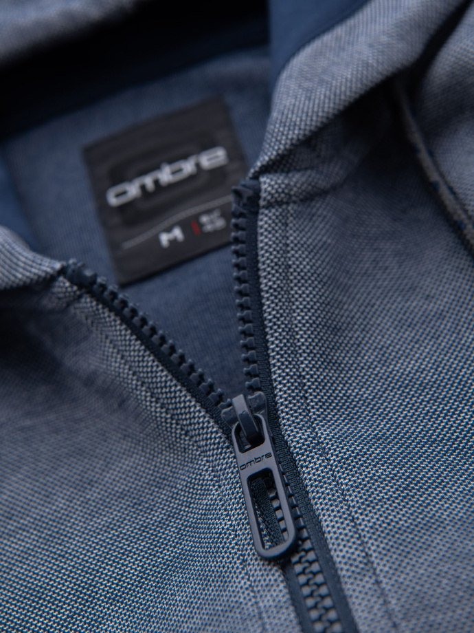 Hanorac cu glugă pentru bărbați cu structură moale - albastru marin V2 OM-SSZP-0191