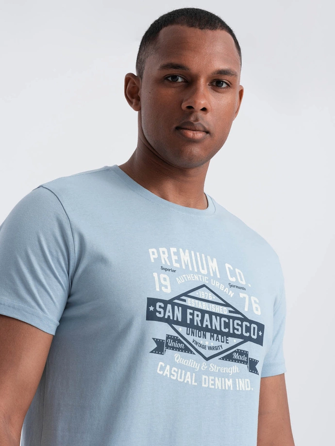 San Francisco men's printed cotton t-shirt - blue V1 OM-TSPT-0120