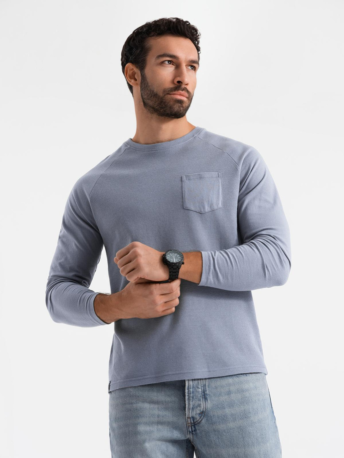 Men's longsleeve with "waffle" texture - ash V7 OM-LSCL-0109