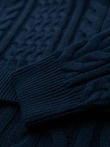 Men's elegant sweater with interesting weave - navy blue V5 OM-SWSW-0173