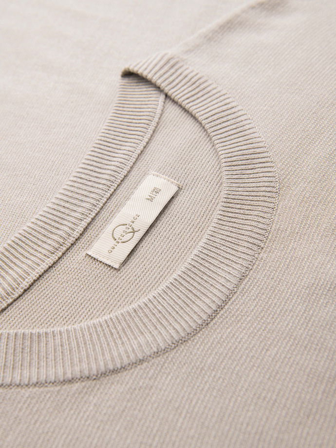 Men's sweater with round neckline in stretch knit with classic weave - beige V3 OM-SWSW-0183