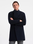 Pánský kabát s asymetrickým zapínáním - tmavě modrý V3 OM-COWC-0102