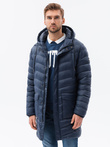 Men's winter parka quilted jacket - navy blue V2 OM-JALJ-0100