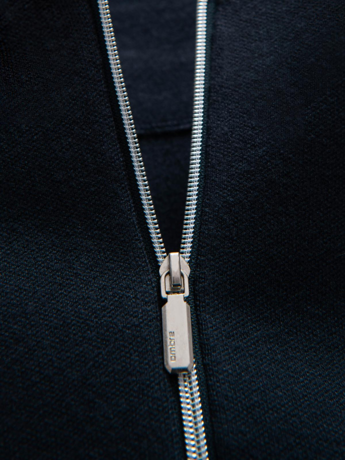 Pulover simplu cu fermoar pentru bărbați - albastru marin V1 OM-SWZS-0146