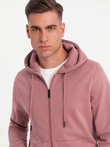 BASIC men's unbuttoned cotton sweatshirt - dark pink V4 OM-SSBZ-0160