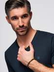 Pánské tričko V-NECK s elastanem - tmavě modré V2 OM-TSCT-0106